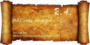 Rónay Aranka névjegykártya