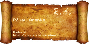 Rónay Aranka névjegykártya